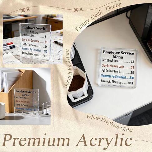 Funny Office Desk Decor Gag Gifts For Coworkers Boss Lady Employee Acrylic Plaque Sign Birthday Christmas White Elephant Gifts For Adult Women Office Accessories in Saudi Arabia