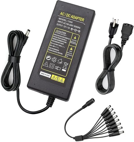 محول طاقة كاميرا الأمن ثنائي الشق، 12 فولت 5 أمبير 100 فولت-240 فولت، محول طاقة الكاميرا 8 اتجاهات، كابل مقسم الطاقة لـ CCTV/الكاميرا/DVR in Kuwait