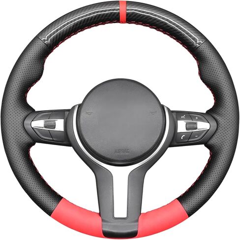 غطاء عجلة القيادة مخيط يدويًا من MEWANT لسيارة BMW (M Sport) F22 F23 F30 F34 F32 F33 F36 F10 F07 F12 F13 F06 F39 F25 F26 F15 F16، غلاف عجلة القيادة مناسب خصيصًا لسيارات BMW in Saudi Arabia