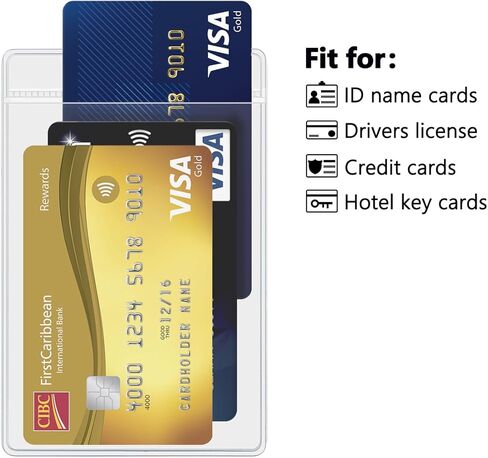Badge Holder Vertical ID Card Holder Waterproof Zip Plastic Name Badge Holders Clear Name Tag Protector for Nurses, Office and School, Teacher, Lanyard, Travel (25, Vertical 3x4) in Saudi Arabia