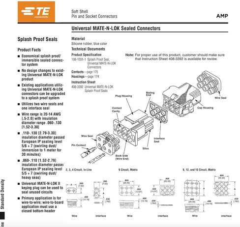 TE/AMP 2-Pin 20A مختومة Mate N Lok موصل أسود للأسلاك 2.13 مم D، قفل مزلاج 14-20 GA in Kuwait