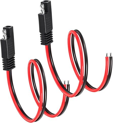 SAE Connector Extension Cable 2 Pack - 14AWG 2 Pin Quick Disconnect Wire with Battery Extension Plug for Solar Panel, Motorcycle, RV (30cm/1FT) in Kuwait