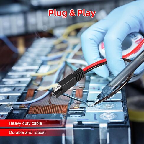 SAE Connector Extension Cable 2 Pack - 14AWG 2 Pin Quick Disconnect Wire with Battery Extension Plug for Solar Panel, Motorcycle, RV (30cm/1FT) in Kuwait