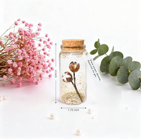 هدايا قطنية للذكرى السنوية الثانية، في زجاجة زجاجية صغيرة، مع بطاقة - مرور عامين، إلى الأبد، تذكار للذكرى السنوية الثانية لزوجها in Kuwait