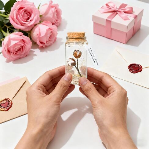 هدايا قطنية للذكرى السنوية الثانية، في زجاجة زجاجية صغيرة، مع بطاقة - مرور عامين، إلى الأبد، تذكار للذكرى السنوية الثانية لزوجها in Kuwait