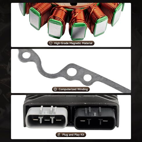 ملف الجزء الثابت Artudatech + منظم الجهد + حشية Assy لـ Kawasaki KRT800 Teryx4 2014-2023، لـ 21003-0166 21066-0771 11061-0728، أجزاء نظام شحن UTV جاهزة للطرق الوعرة in Saudi Arabia