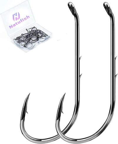 Baitholder Fishing Hooks 50Pcs Bait Holder Hooks Offset/Double Barbed/Long Shank/Down Eye for Soft Live Baits Saltwater in Kuwait