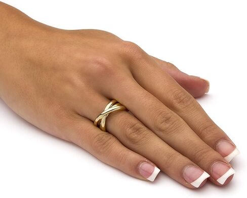 Palm Beach Jewelry 14K Yellow Gold Plated Rolling Triple Band Crossover Ring in Saudi Arabia