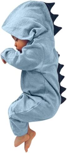 Noubeau Interesting Infant Baby Kids Cartoon Dinosaur Hooded Romper Jumpsuit Layette Sets Clothes in Kuwait