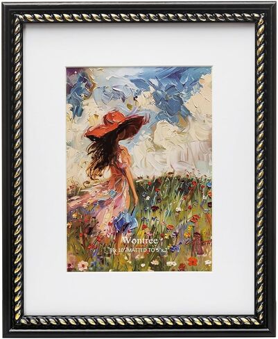 إطار صورة مقاس 11 × 14 ذهبي، حواف مطرزة أنيقة، خشب صلب مع زجاج حقيقي، عرض صور مقاس 11 × 14 مطفية حتى 8 × 10، سطح مكتب رأسي وأفقي أو تعليق على الحائط in Kuwait