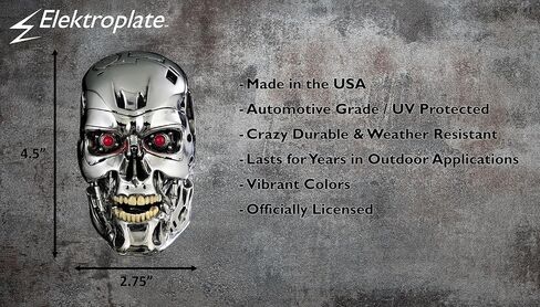 Elektroplate Officially Licensed Terminator Cyborg Automotive Decal 2.75" x 4.5" | Premium All-Weather Scary Classic Movie Vinyl Sticker for Cars, Trucks, Cooler, Laptops, and More | Made in The USA in Saudi Arabia
