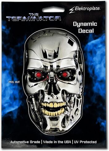 Elektroplate Officially Licensed Terminator Cyborg Automotive Decal 2.75" x 4.5" | Premium All-Weather Scary Classic Movie Vinyl Sticker for Cars, Trucks, Cooler, Laptops, and More | Made in The USA in Saudi Arabia