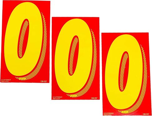 EZ Line Vinyl Decals for Cars Red and Yellow Large Number Stickers Windshield Numbers Dealer Supplies EZ136 (Number 0) in Kuwait