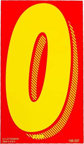 EZ Line Vinyl Decals for Cars Red and Yellow Large Number Stickers Windshield Numbers Dealer Supplies EZ136 (Number 0) in Kuwait