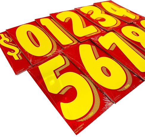 EZ Line Vinyl Decals for Cars Red and Yellow Large Number Stickers Windshield Numbers Dealer Supplies EZ136 (Number 0) in Kuwait