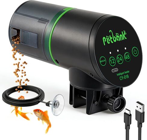 Automatic Fish Feeder for Aquarium - Rechargeable Fish Food Auto Dispenser Vacation Turtle Feeder with USB Charger Cable，LCD Screen, Customized Schedule in Kuwait