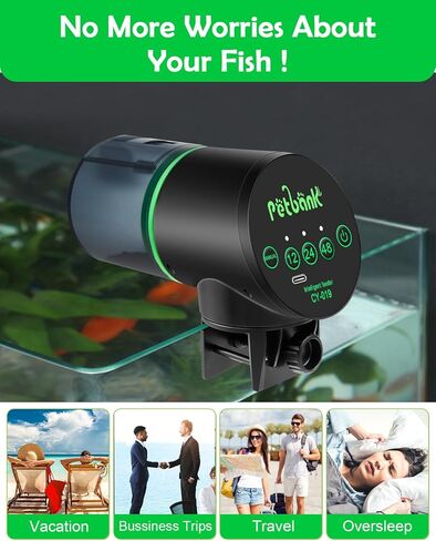 Automatic Fish Feeder for Aquarium - Rechargeable Fish Food Auto Dispenser Vacation Turtle Feeder with USB Charger Cable，LCD Screen, Customized Schedule in Kuwait