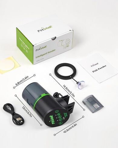 Automatic Fish Feeder for Aquarium - Rechargeable Fish Food Auto Dispenser Vacation Turtle Feeder with USB Charger Cable，LCD Screen, Customized Schedule in Kuwait