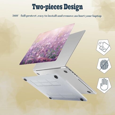 for MacBook Air M4 M3 M2 13 inch Case 2025 2024 2023 2022 Release Model A3240 A3113 A2681,Elegant Design Durable Plastic Laptop Hard Case for Mac Air 13.6,Purple Wildflower in Kuwait