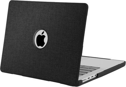حافظة MOSISO متوافقة مع جهاز MacBook Pro 14 بوصة 2025 2024 2023 2022 2021 M5 M4 M3 M2 M1 A3434 A3112 A3185 A3401 A2918 A2992 A2779 A2442، غطاء حماية من البلاستيك الصلب المطلي بنسيج دائري، أسود in Saudi Arabia