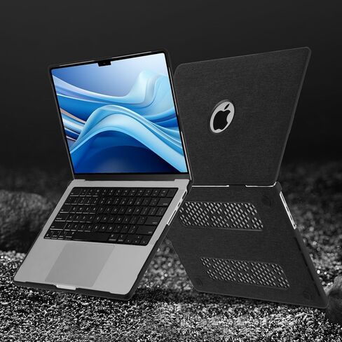 حافظة MOSISO متوافقة مع جهاز MacBook Pro 14 بوصة 2025 2024 2023 2022 2021 M5 M4 M3 M2 M1 A3434 A3112 A3185 A3401 A2918 A2992 A2779 A2442، غطاء حماية من البلاستيك الصلب المطلي بنسيج دائري، أسود in Saudi Arabia