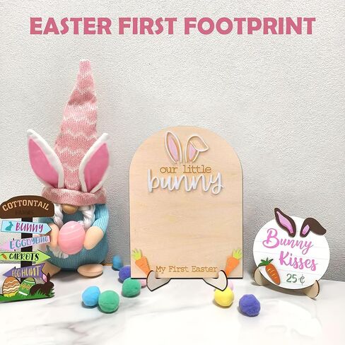 (الطلاء غير متضمن) حرفة عيد الفصح الأولى للأطفال، 6 × 8 هدايا خشبية لبصمة اليد للأطفال، بعض الأرانب تحب التوقيع، حشوات سلة عيد الفصح in Kuwait