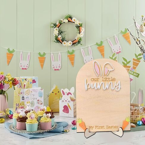 (الطلاء غير متضمن) حرفة عيد الفصح الأولى للأطفال، 6 × 8 هدايا خشبية لبصمة اليد للأطفال، بعض الأرانب تحب التوقيع، حشوات سلة عيد الفصح in Kuwait