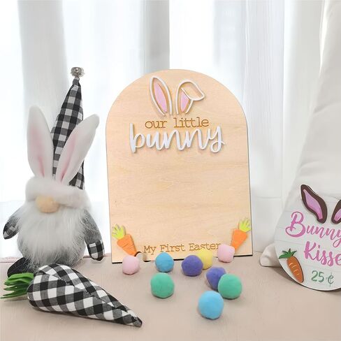 (الطلاء غير متضمن) حرفة عيد الفصح الأولى للأطفال، 6 × 8 هدايا خشبية لبصمة اليد للأطفال، بعض الأرانب تحب التوقيع، حشوات سلة عيد الفصح in Kuwait