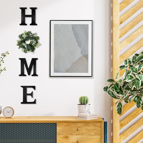 Wood Home Sign with Artificial Eucalyptus Wreath for O, Farmhouse Wall Home Sign Rustic Wooden Hanging Letters Decorative Wall Art Decor for Living Room Kitchen Housewarming Couple Gifts in Saudi Arabia
