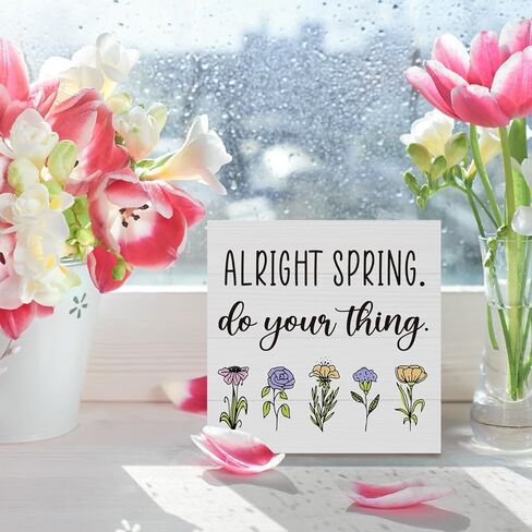 علامة الربيع ديكور زينة الربيع للمنزل حسنا علامة الربيع زهرة ديكور الأزهار فن الزينة منضدية الجرف مكتب ديكور الربيع ديكور المنزل هدايا للنساء in Kuwait