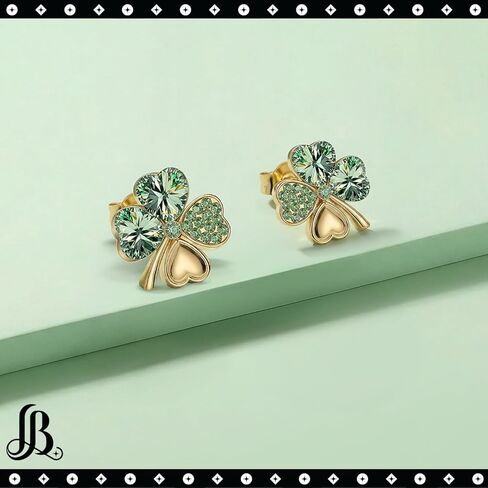 St. Patrick's Day Earrings for Women | Irish Shamrock Four Leaf Clover Earrings | Lovely Gift in Saudi Arabia
