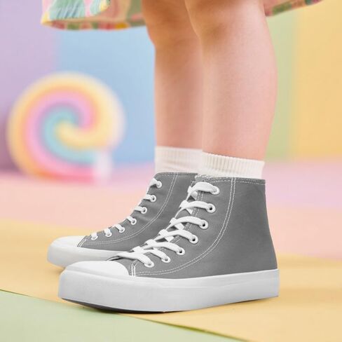 Kids Canvas Shoes High Top Slip On Sneakers Toddler Little Sneakers for Girls Boys Fashion High Tops Canvas Shoes Classic Casual Tennis Shoes Grey in Saudi Arabia