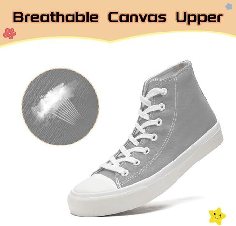 Kids Canvas Shoes High Top Slip On Sneakers Toddler Little Sneakers for Girls Boys Fashion High Tops Canvas Shoes Classic Casual Tennis Shoes Grey in Saudi Arabia