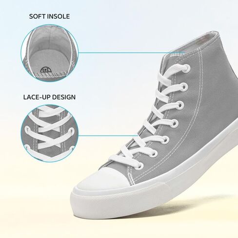 Kids Canvas Shoes High Top Slip On Sneakers Toddler Little Sneakers for Girls Boys Fashion High Tops Canvas Shoes Classic Casual Tennis Shoes Grey in Saudi Arabia