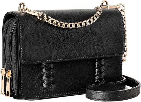 محفظة كروس للنساء من الجلد النباتي حقيبة كتف كلاسيكية مضفرة عبر الجسم مع حزام قابل للتعديل in Kuwait