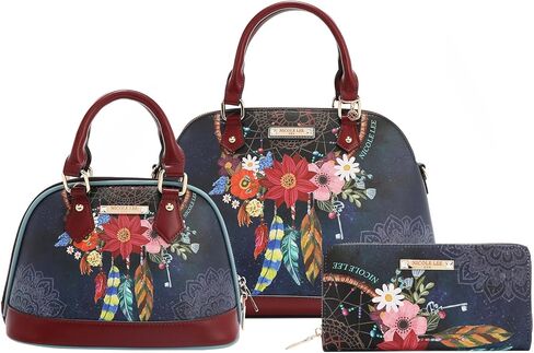 Nicole Lee Dream Comes True 3 Piece Set, Handbag, Crossbody, Wallet, Pebbled Vegan Leather, Gold-tone Hardware, Zip Closure, Fall (DREAM COMES TRUE) in Kuwait