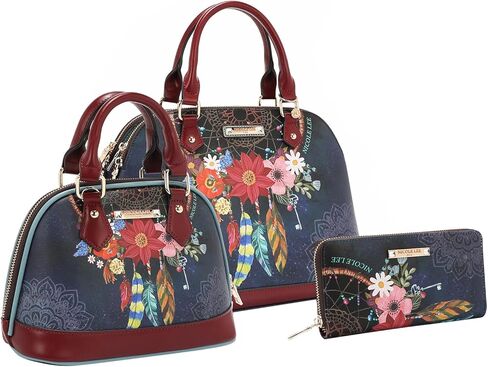 Nicole Lee Dream Comes True 3 Piece Set, Handbag, Crossbody, Wallet, Pebbled Vegan Leather, Gold-tone Hardware, Zip Closure, Fall (DREAM COMES TRUE) in Kuwait