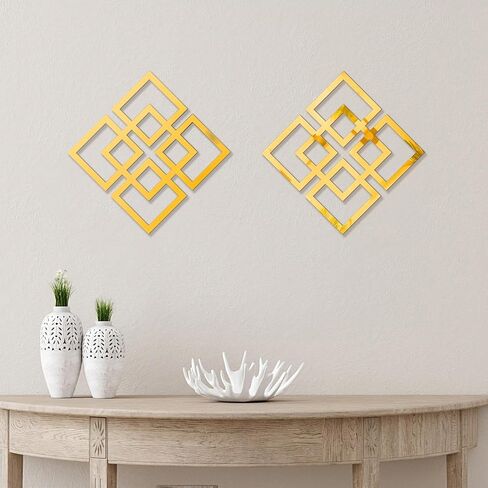 Set of 2 Gold Wall Mirrors, Decorative Wall Mounted Mirrors 11.8″ x 11.8″, Gold Wall Decor for Bedroom Living Room Bathroom Entryway in Saudi Arabia