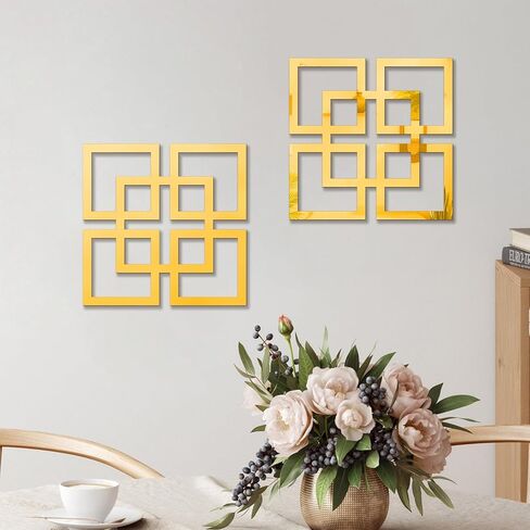 Set of 2 Gold Wall Mirrors, Decorative Wall Mounted Mirrors 11.8″ x 11.8″, Gold Wall Decor for Bedroom Living Room Bathroom Entryway in Saudi Arabia