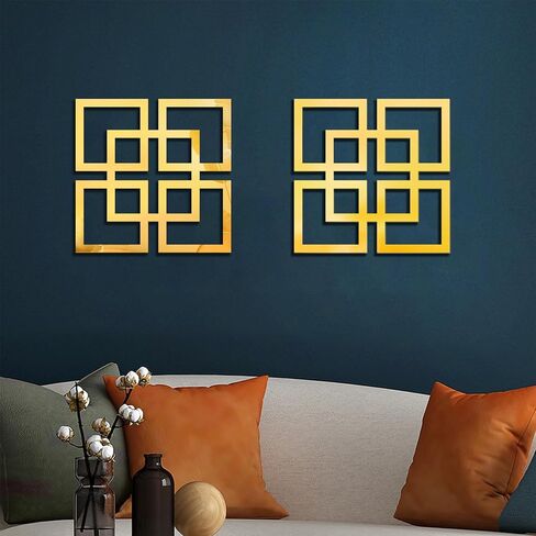 Set of 2 Gold Wall Mirrors, Decorative Wall Mounted Mirrors 11.8″ x 11.8″, Gold Wall Decor for Bedroom Living Room Bathroom Entryway in Saudi Arabia