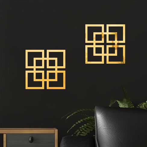 Set of 2 Gold Wall Mirrors, Decorative Wall Mounted Mirrors 11.8″ x 11.8″, Gold Wall Decor for Bedroom Living Room Bathroom Entryway in Saudi Arabia