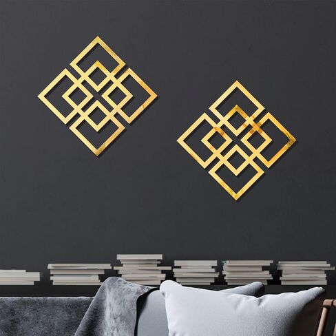 Set of 2 Gold Wall Mirrors, Decorative Wall Mounted Mirrors 11.8″ x 11.8″, Gold Wall Decor for Bedroom Living Room Bathroom Entryway in Saudi Arabia