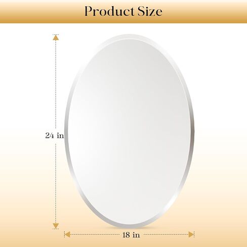 Frameless Wall Oval Bathroom Mirror, 24"x18" Wall Mirror15mm Beveled Edge, Shatterproof Tempered Glass, Farmhouse Bathroom Mirrors for Over Sink, Bedroom, Entryway (Horizontal or Vertical) in Saudi Arabia