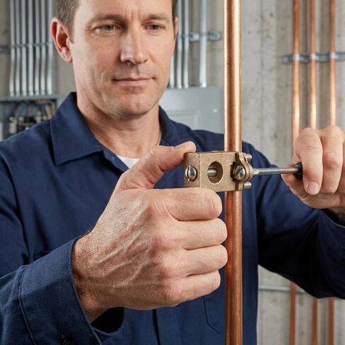 Morris Products Heavy Duty Ground Clamp For Connecting Grounding Conductor to Water Pipes, Copper Tubing, Rebar, Ground Rods 1/2-1 Water Pipe, Ground Rod Range, 8-4/0 Wire Range, (91610) in Kuwait