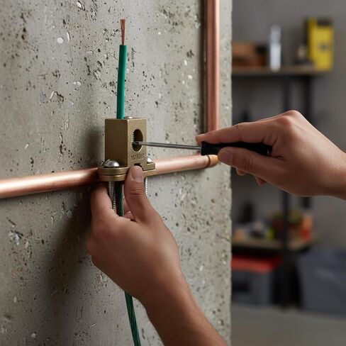 Morris Products Heavy Duty Ground Clamp For Connecting Grounding Conductor to Water Pipes, Copper Tubing, Rebar, Ground Rods 1/2-1 Water Pipe, Ground Rod Range, 8-4/0 Wire Range, (91610) in Kuwait