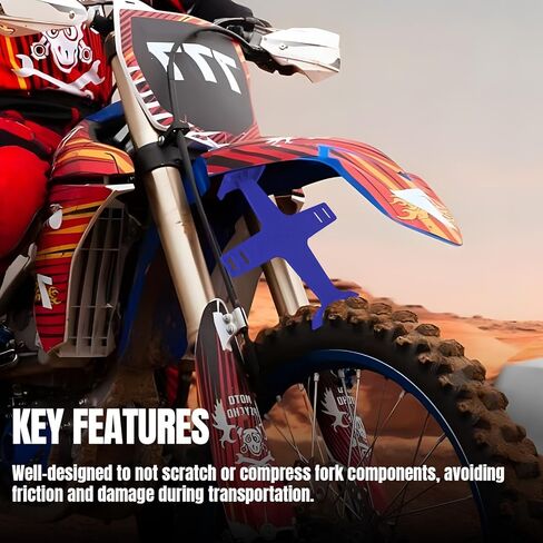 Wuyaoyao Motorcycle Fork Guard, Plastic Dirt Bike Fork Saver Suspension Support Brace, Transportation Protector Tie Down Seal Saver Protection Accessories, Dirtbike Motocross Accessories (Blue) in Saudi Arabia