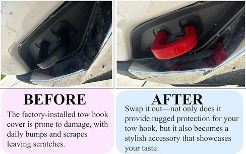 (Extended Version) Tow Hook Covers for Silverado 1500 2007-2026 and GMC Sierra 1500 2007-2019, Front Hitch Cover Compatible with Silverado 1500 Accessories, Not fit Verticle Tow Hooks (Black) in Saudi Arabia