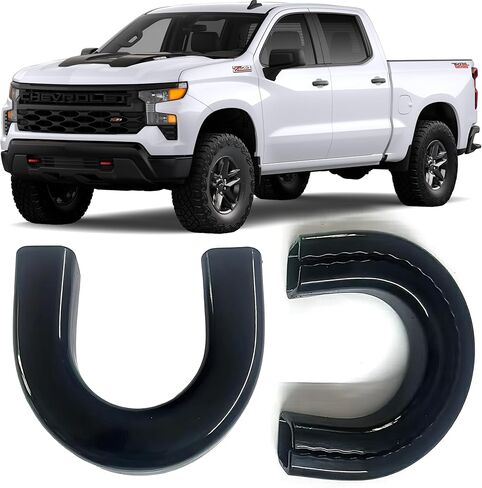 (Extended Version) Tow Hook Covers for Silverado 1500 2007-2026 and GMC Sierra 1500 2007-2019, Front Hitch Cover Compatible with Silverado 1500 Accessories, Not fit Verticle Tow Hooks (Black) in Saudi Arabia