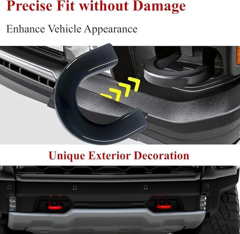 (Extended Version) Tow Hook Covers for Silverado 1500 2007-2026 and GMC Sierra 1500 2007-2019, Front Hitch Cover Compatible with Silverado 1500 Accessories, Not fit Verticle Tow Hooks (Black) in Saudi Arabia