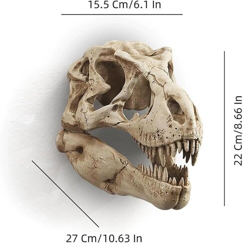Museum-Quality T-Rex Dinosaur Skull Wall Mount - 3D Resin Replica Decor for Home, Office & Kids Room | Realistic Prehistoric Dinosaur Wall Art in Saudi Arabia
